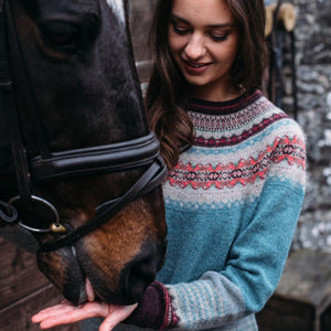 Alpine Sweater Eribe Old Rose Fairisl Scottish Knitwear.
