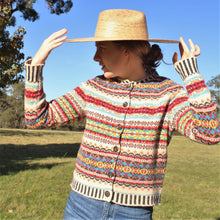 Eribe Westray Cardigan in Firefly Scottish Knitwear Fairisle design Shetland