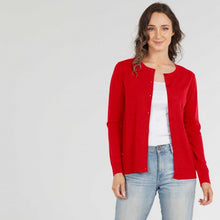 Essential Crew Neck Cardigan Red Bridge and Lord Merino Wool and Cashmere