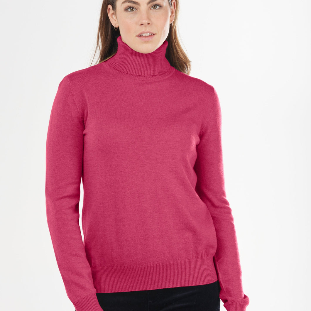 Bridge and Lord roll neck merino and cashmere in rose