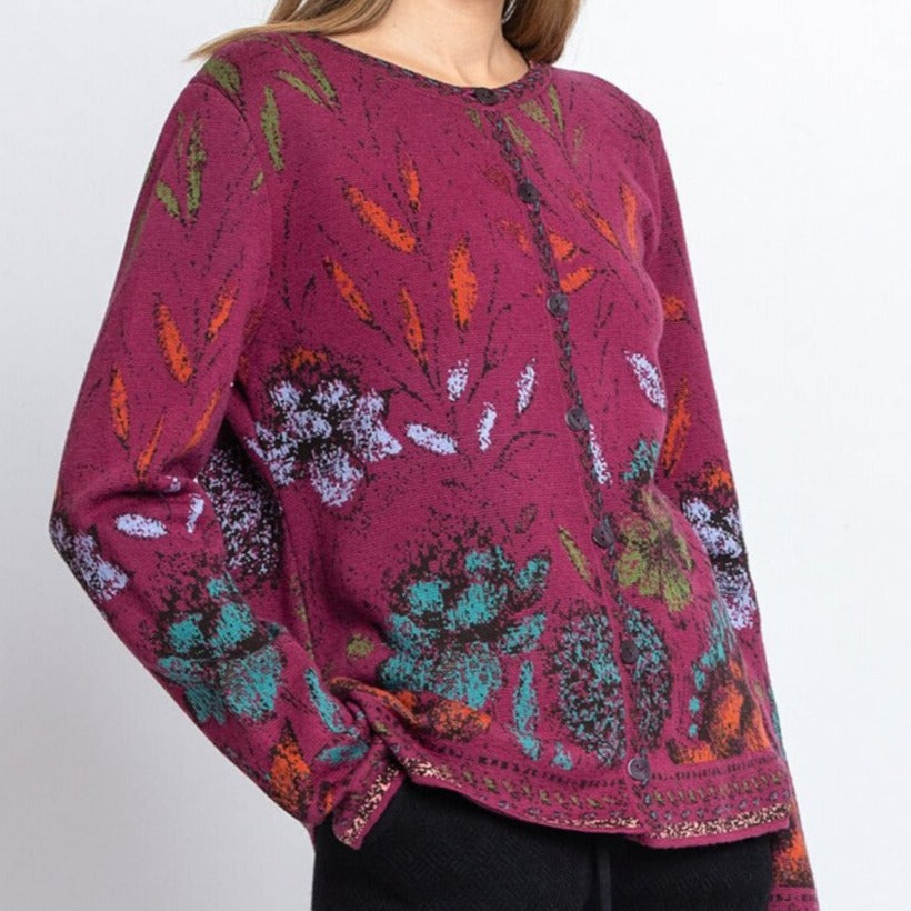 Cardigan Floral Pattern in Magenta from IVKO Woman