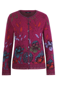 Cardigan Floral Pattern in Magenta from Ivko Woman
