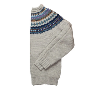 Quality Scottish Knitwear made from Merino Wool. Eribe Fairisle Stoneybrek Sweater for Men in Arctic