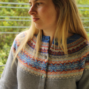 Eribe Fairisle Knitwear Alpine Cardigan Cornflower Merino Wool
