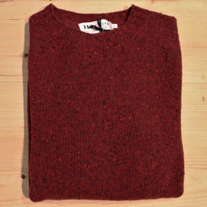Scottish Knitwear from Harley, Quality Men's Crew In Drk Red (tiree) Merino Fleck Yarn