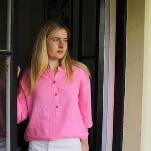 By Basics - Linen Grand Pa Shirt Pink