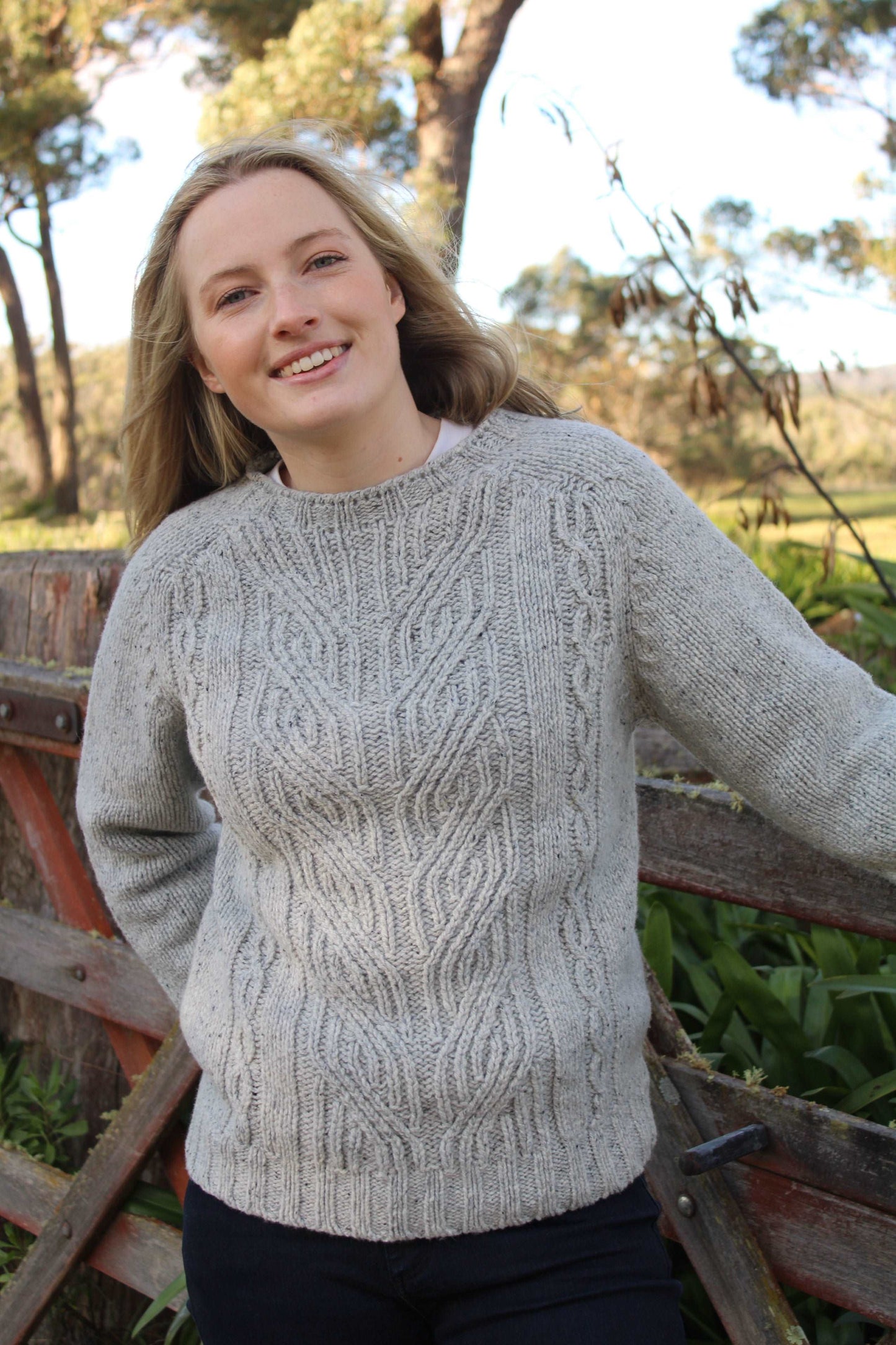 scottish knitwear a cable knit rugged jumper or sweater made from a merino wool donegal tweed yarn