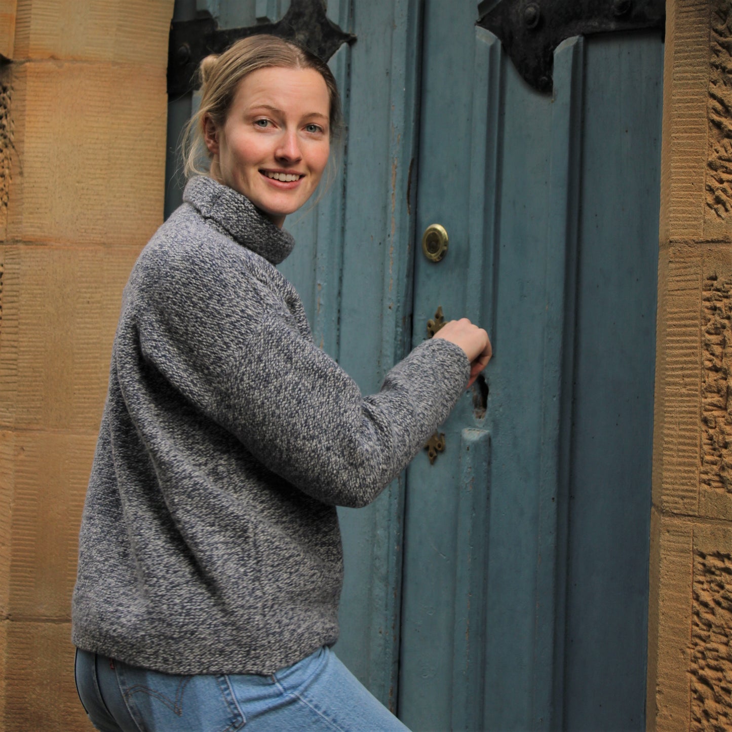 Fisherman Out of Ireland Knitwear, Mock neck Jumper in pebble for women