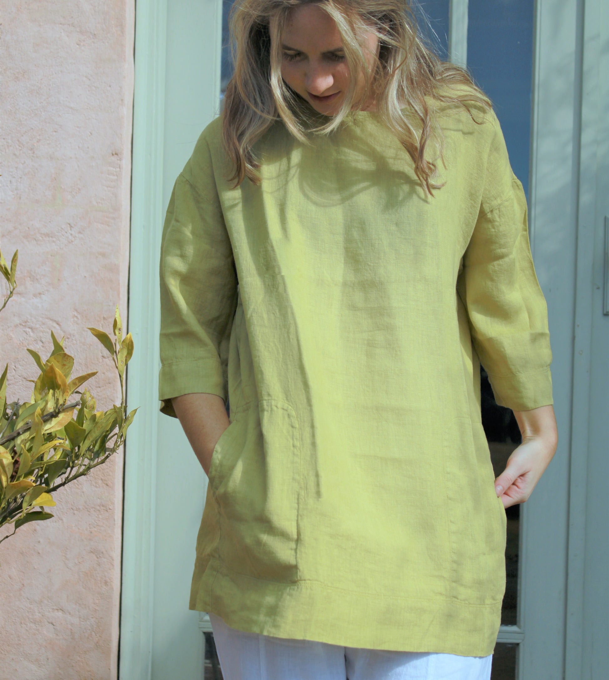 By basics Linen Tunic 3/4 Sleeve Grain