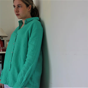 Women's Linen Shirt for Summer form Two T's in green