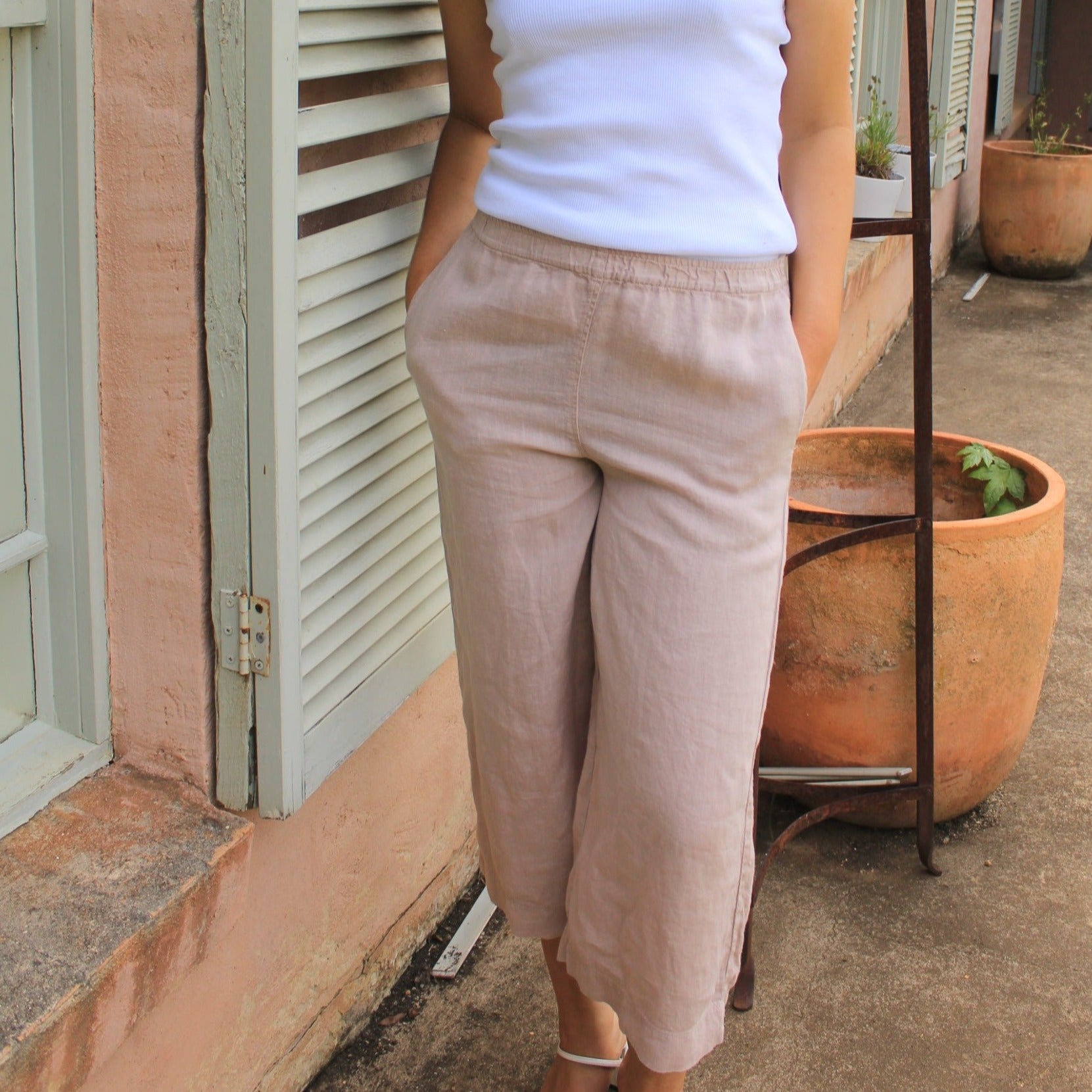 By Basics Pants Wide Short Blush