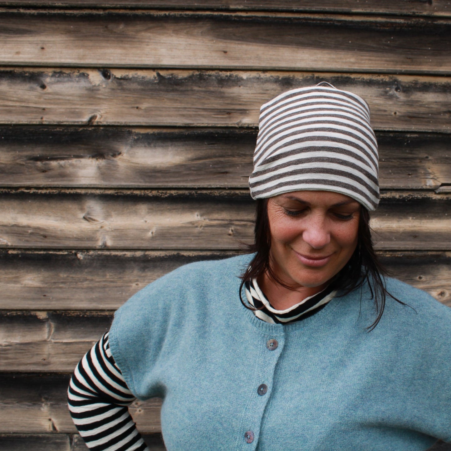 Wool Beanie in Earth Stripe - By Basics