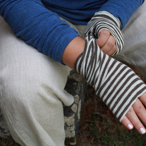 Wool Wrist warmers or mittens in Eart Stripe from By Basics