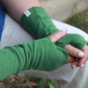 Wool Wrist warmers or mittens in Green from By Basics