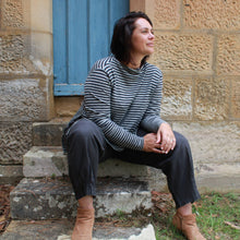 Wool top charcoal stripe by basics sustainable fashion.