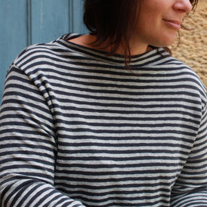 Wool top charcoal stripe by basics sustainable fashion.