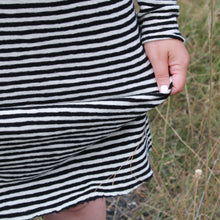 Wool Dress - Black and White stripe. Sustainable fashion. By Basics.