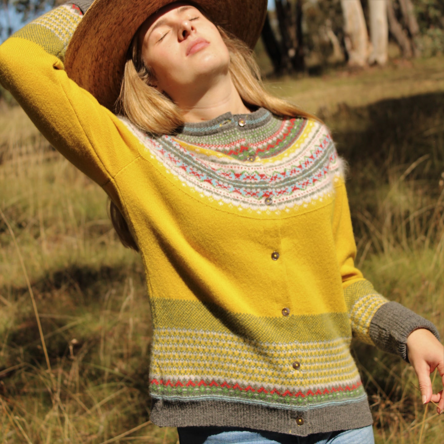 Eribe Fairisle cardigan in Piccalilli