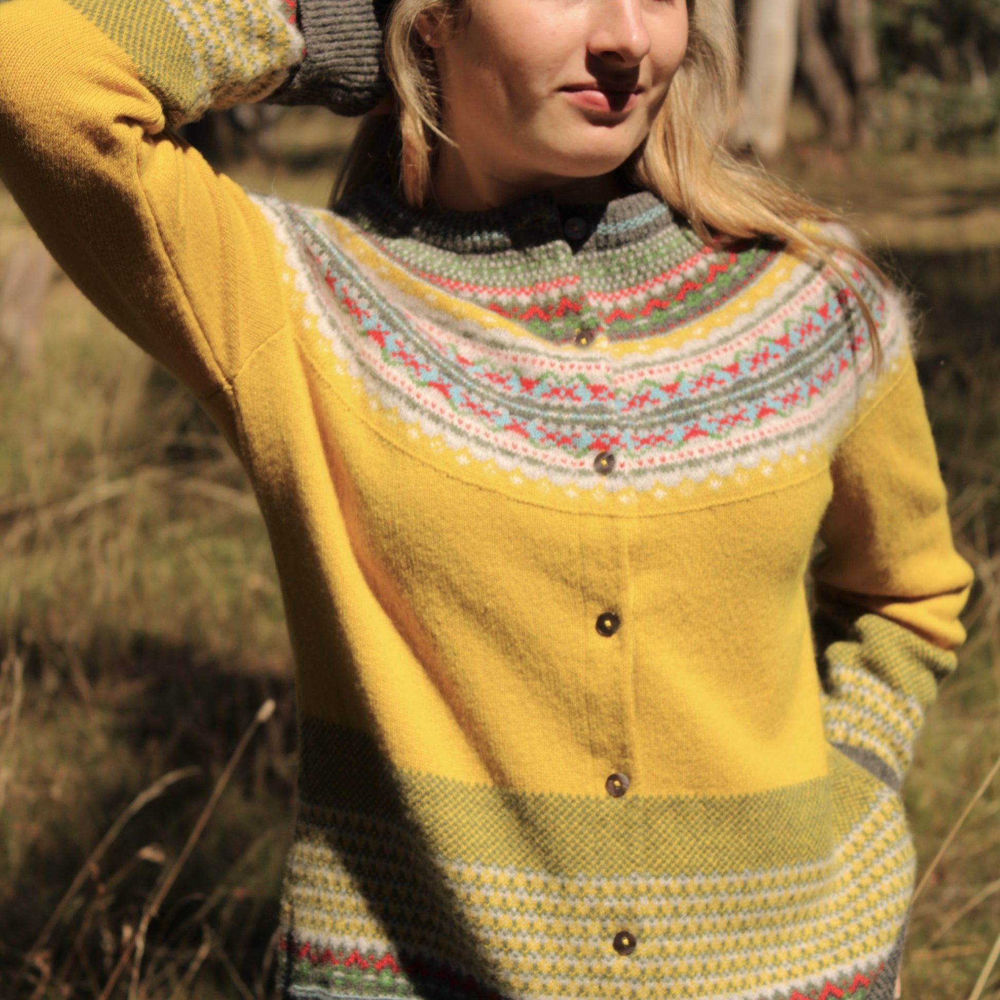 Eribe Fairisle cardigan in Piccalilli