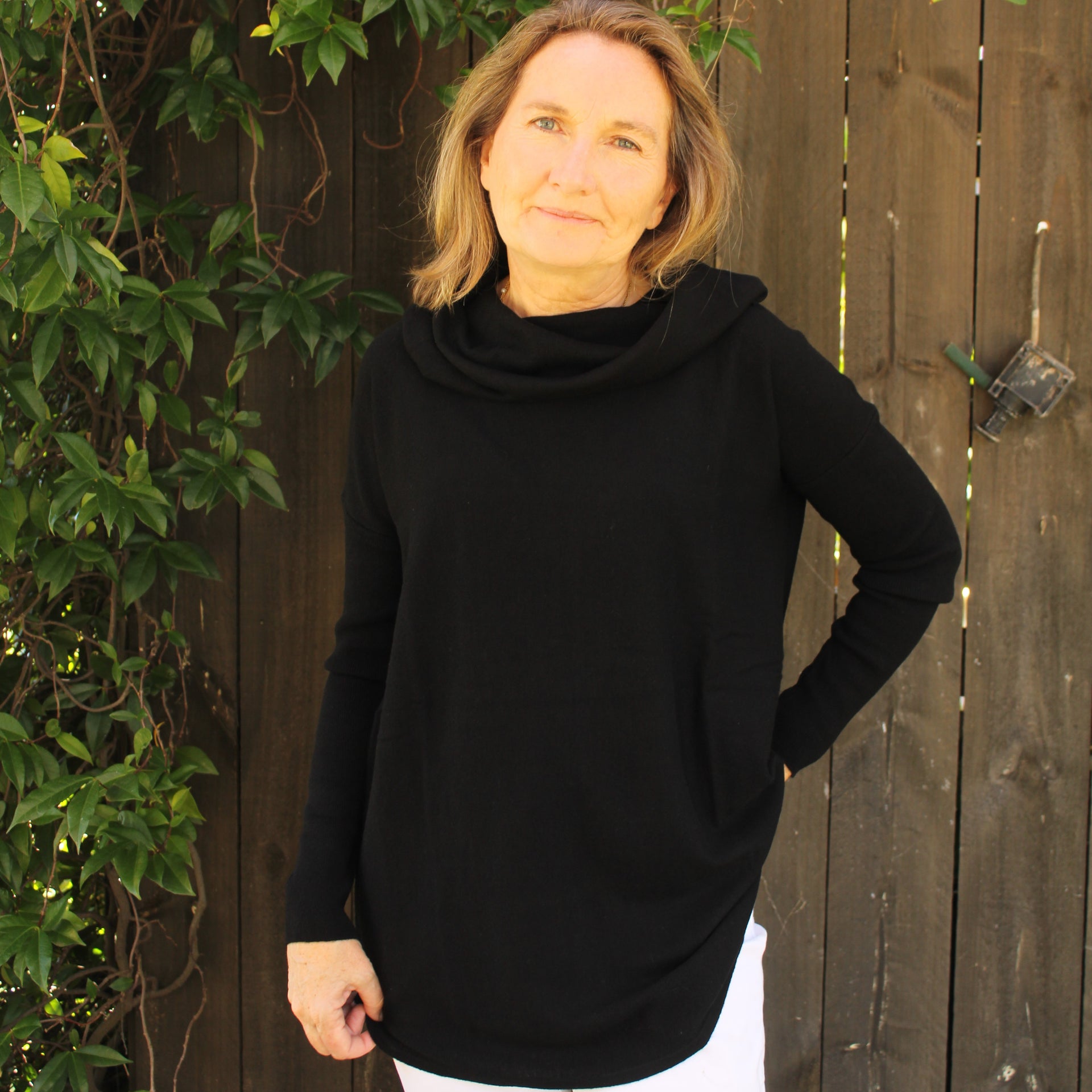 Bridge & Lord - Curved Hem Cowl Pullover - Black
