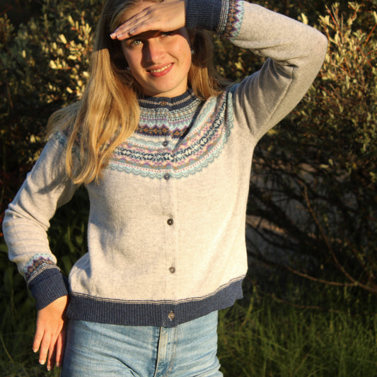 Fairisle cardigan Eribe in Arctic