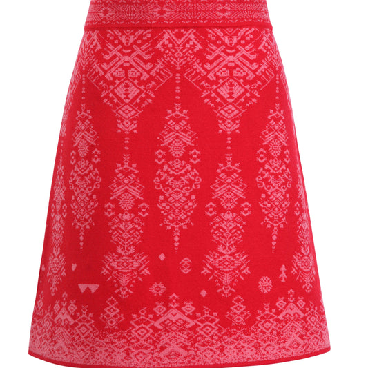 Jacquard Root Skirt - Red