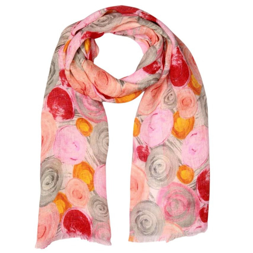 Linen Scarf for Summer in Pinks and orange