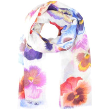 Scarf made from Modal and Silk with pansies