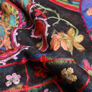 Namaskar Scraf or shawl Merino wool and silk embroidered scarf