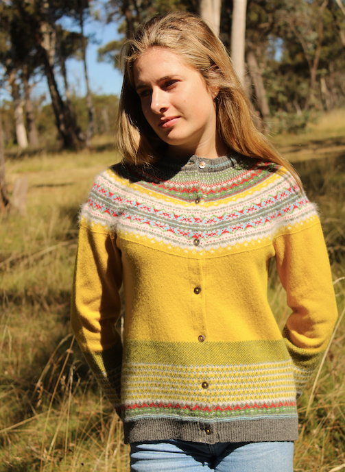 Eribe Alpine Fairisle cardigan in picalilli