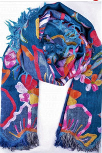 Namaskar Merino wool and silk scarf hand embroided