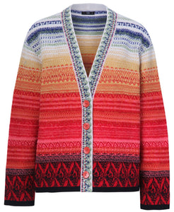 Stripped Cardigan Ornament Pattern in Red from IVKO Woman