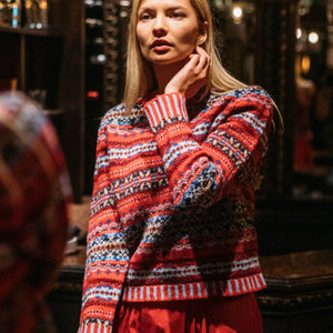 Fairisle Sweater from Eribe in Poppy, quality Scottish Knitwear