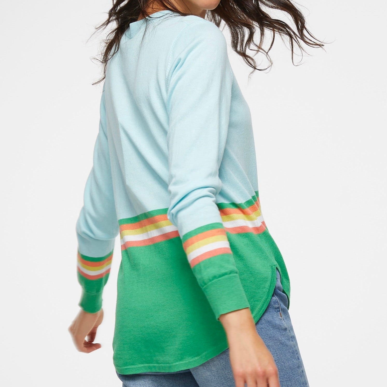 Linear Stripe Top from Zaket and Plover in Aqua. ZP4403