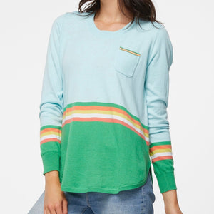 Linear Stripe Top from Zaket and Plover in Aqua. ZP4403