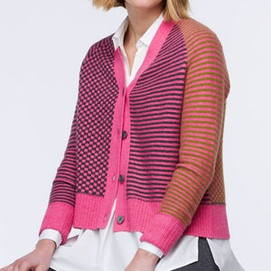 ZP5138 striped cardigan from Zaket & Plover pink 