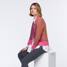 ZP5138 Check Cardi from Zaket and Plover in Cardamon - pink and green