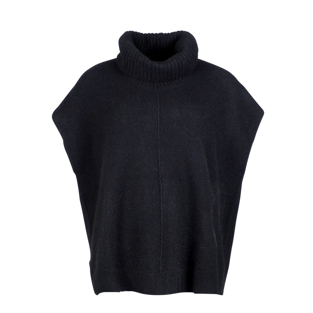 Zobee in Black from Mansted, a relaxed, cowl neck, vest