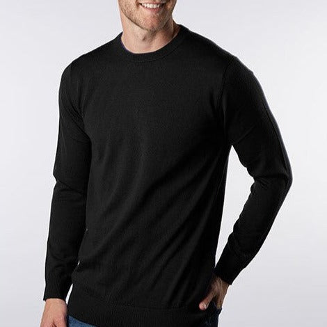 Bridge and Lord's men's classic crew neck jumper in black.