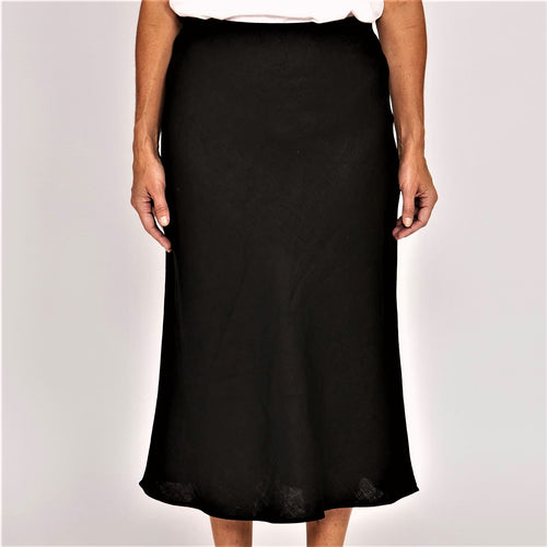 Bias Cut Linen Skirt Jump Clothing Black