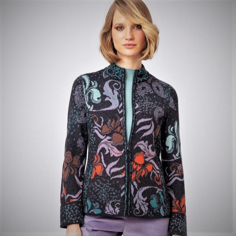 IVKO Embroidered Jacquard jacket Anthracite, ladies jacket front view