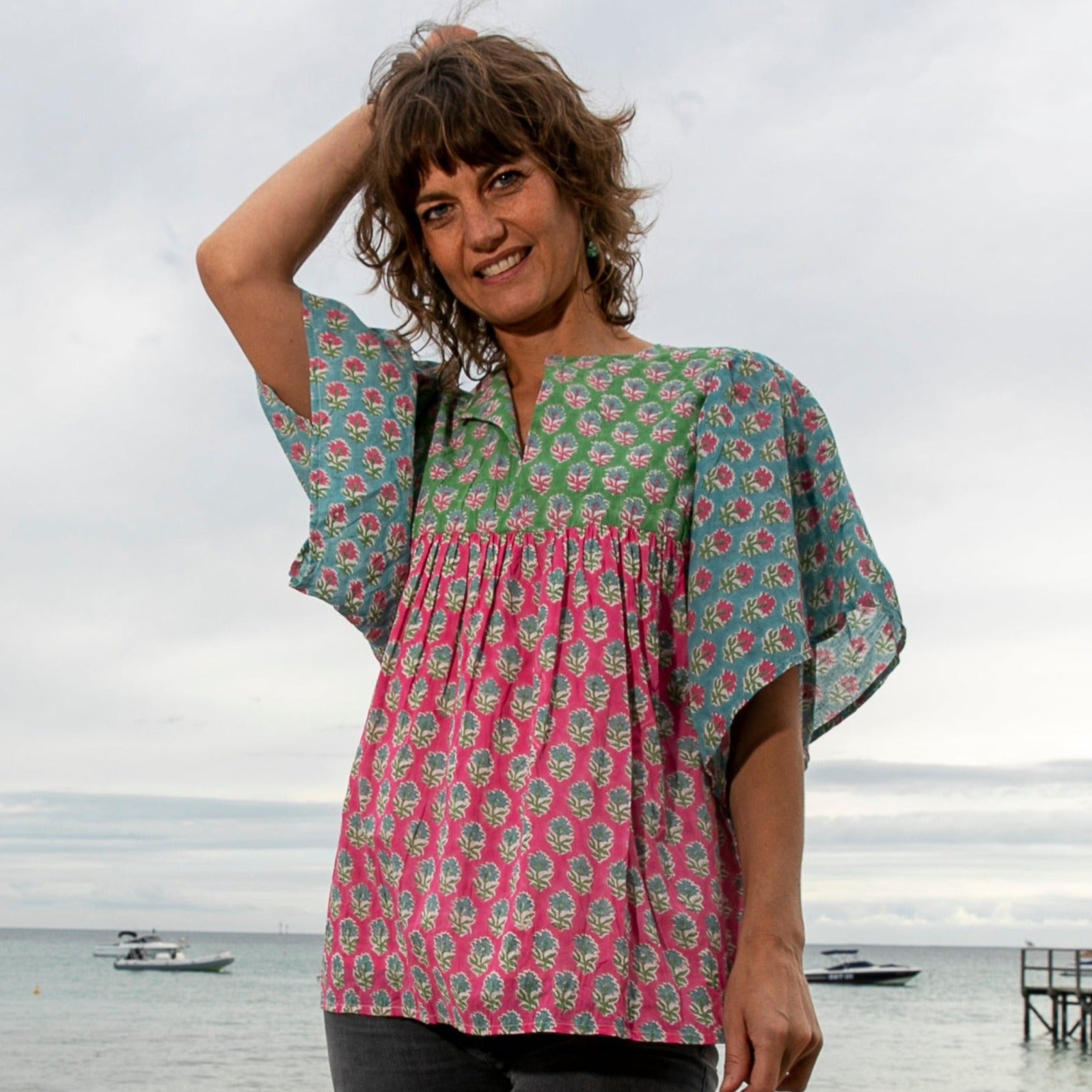 Mandalay Designs Patch Top Multi