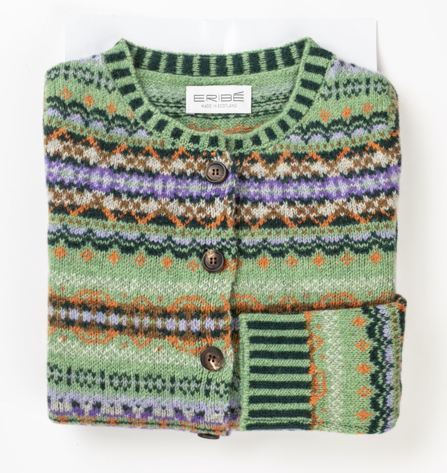 Quality Scottish Knitwear Eribe Westray Cardigan in Meadow